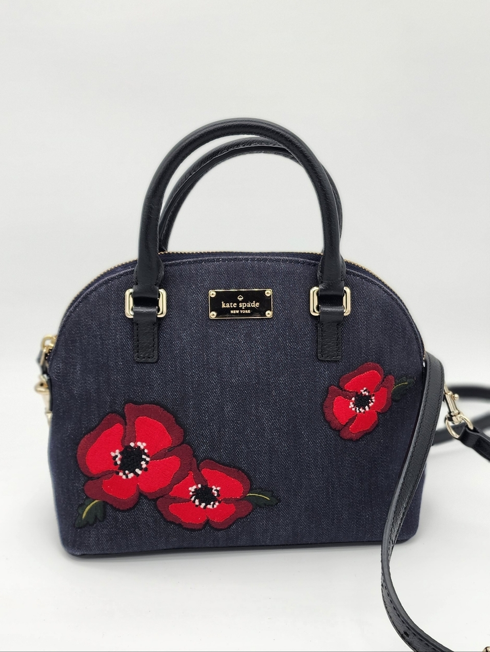 Kate Spade Mini Carli Grove Street Poppy Satchel Convertible Bag Denim
